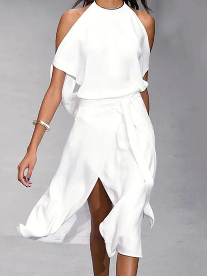 CM | Vestido midi casual con hombros al descubierto