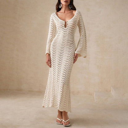 CM | elegante vestido midi de crochet para mujer