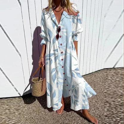 CM | maxi vestido de manga 3/4 con escote en V