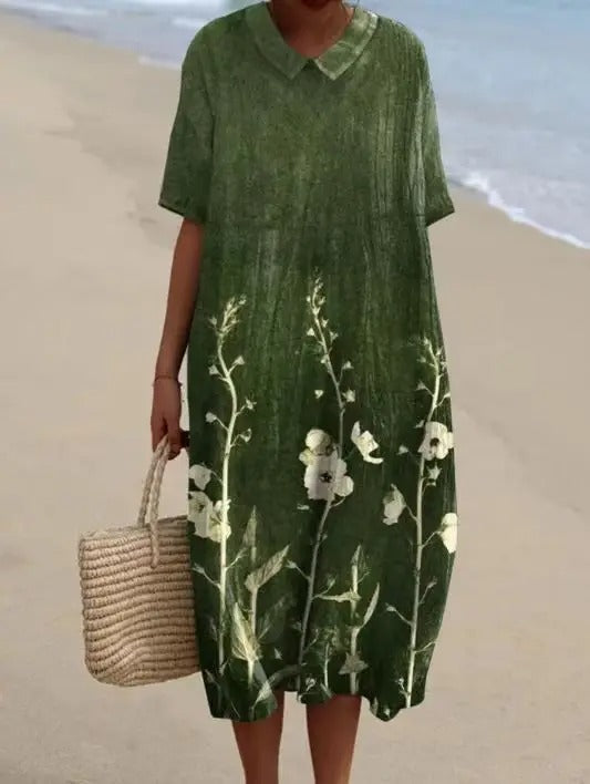 CM | Vestido midi con estampado floral bohemio