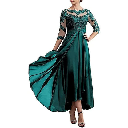 CM | maxi vestido de gasa con mangas transparentes de largo midi