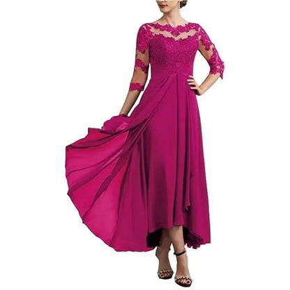 CM | maxi vestido de gasa con mangas transparentes de largo midi