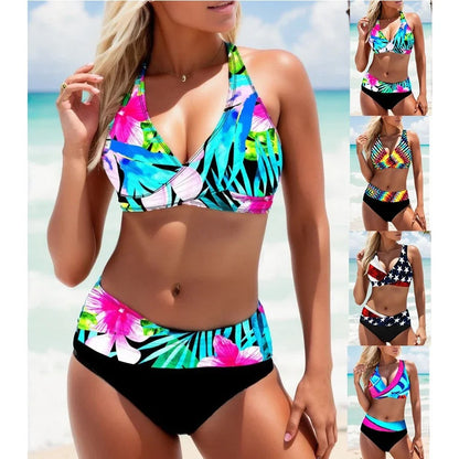 CM | Bikini multicolor con tirantes laterales