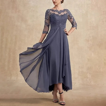 CM | maxi vestido de gasa con mangas transparentes de largo midi