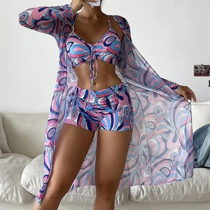 CM | Bañador con estampado de remolinos y superposiciones