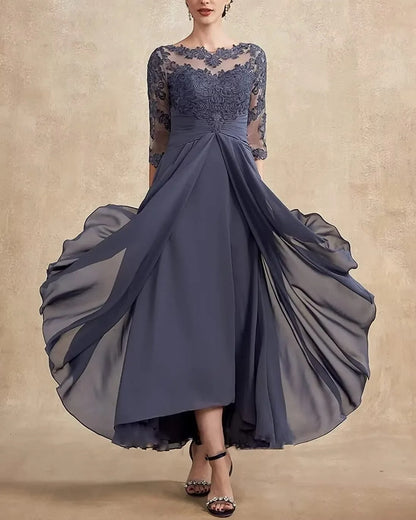 CM | maxi vestido de gasa con mangas transparentes de largo midi