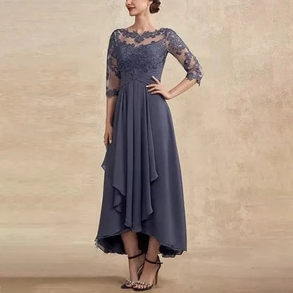 CM | maxi vestido de gasa con mangas transparentes de largo midi