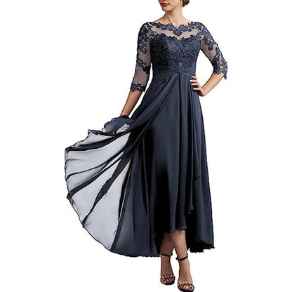 CM | maxi vestido de gasa con mangas transparentes de largo midi