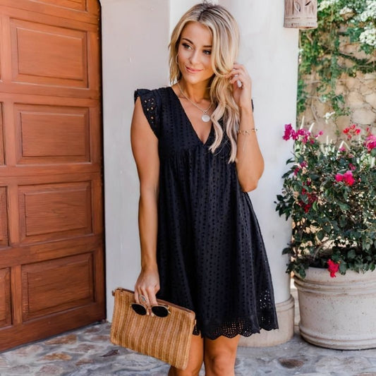 CM | Vestido corto casual de verano con mangas efecto mariposa