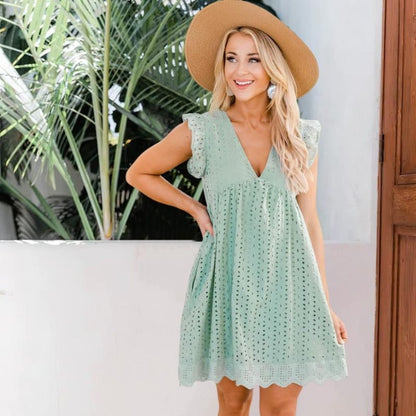 CM | Vestido corto casual de verano con mangas efecto mariposa