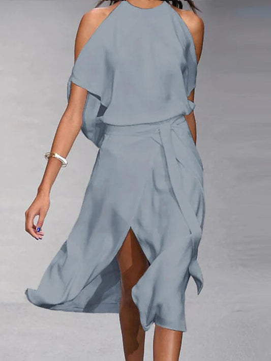 CM | Vestido midi casual con hombros al descubierto