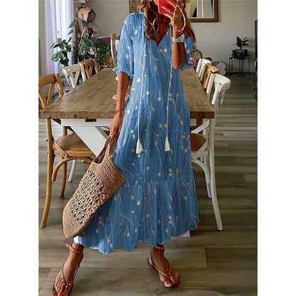 CM | Elegante maxi vestido suelto de algodón y lino 1 + 1 GRATIS