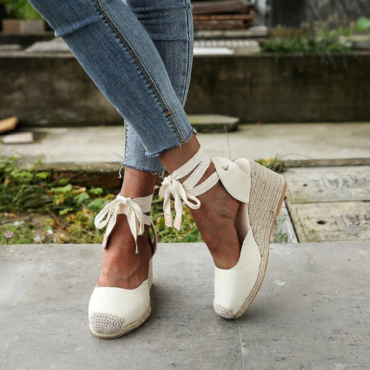 CM | - Sandalias de plataforma con tiras de lazo